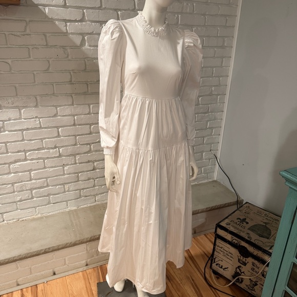 Danielle Bernstein White Boho Prairie Dress Sleeve Maxi Cottagecore Romantic - Picture 8 of 15
